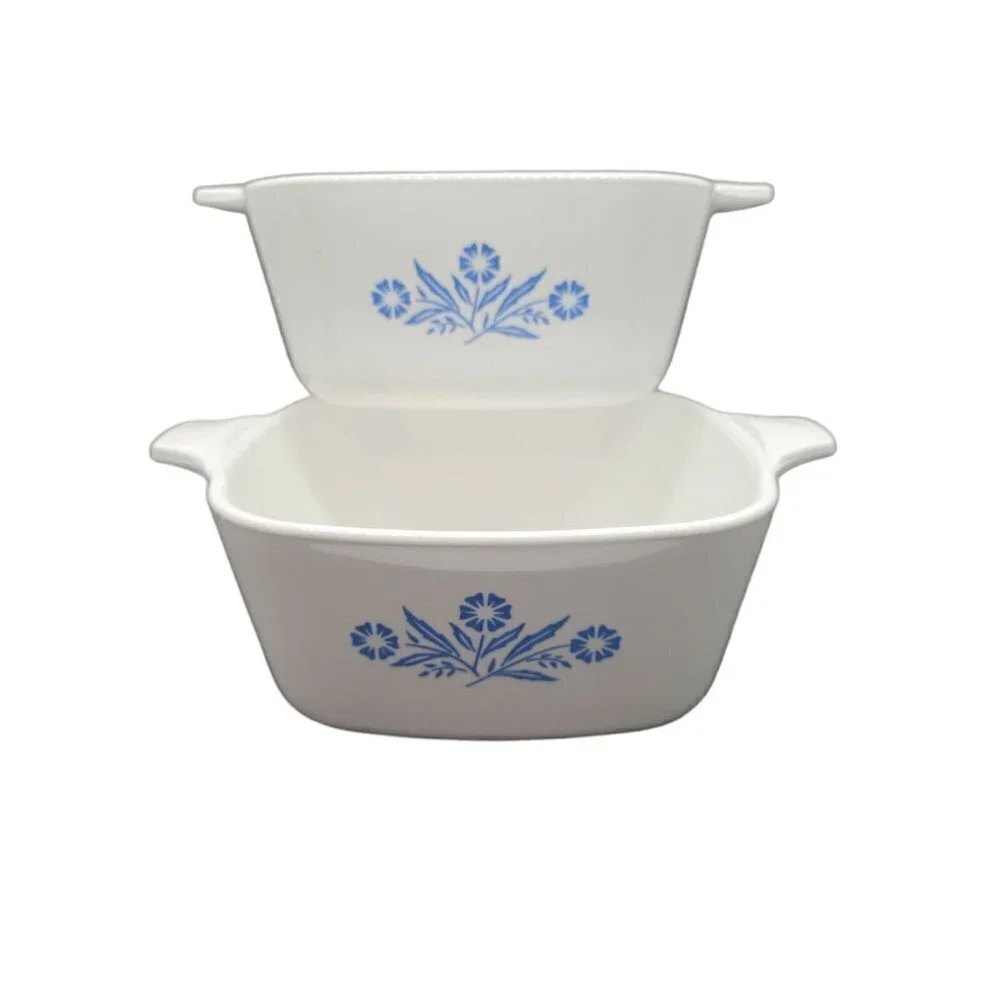 2 Corning Ware 22oz Petite Casserole Dishes P-43-B Blue Cornflower USA No Lids